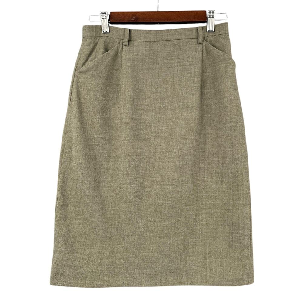 Worth Vintage Green High Waist Belt Loops Wool Pencil Skirt‎ Type Size 6